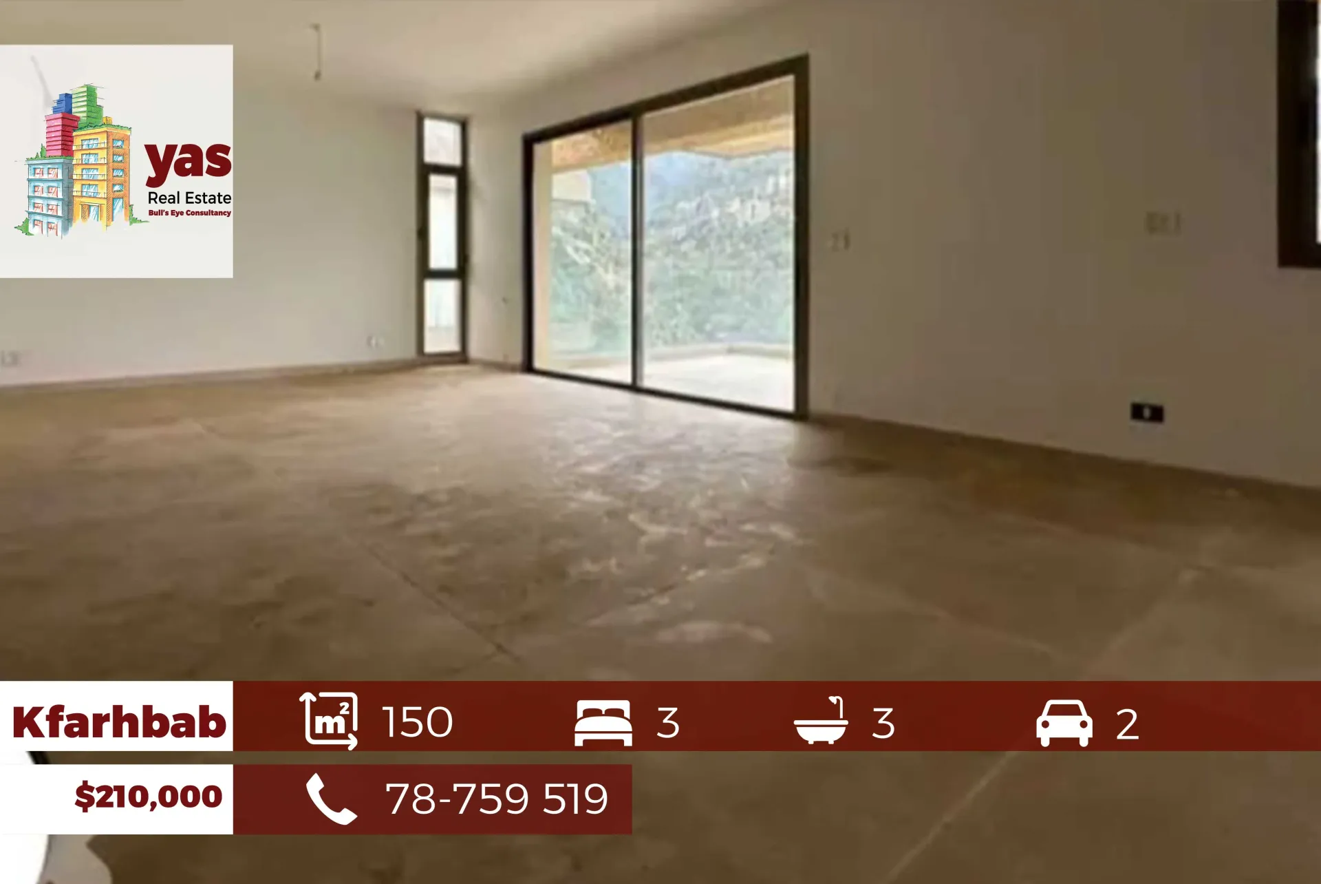 Apartment for Sale in Kfar Hbab - 3 bed, 3 bath