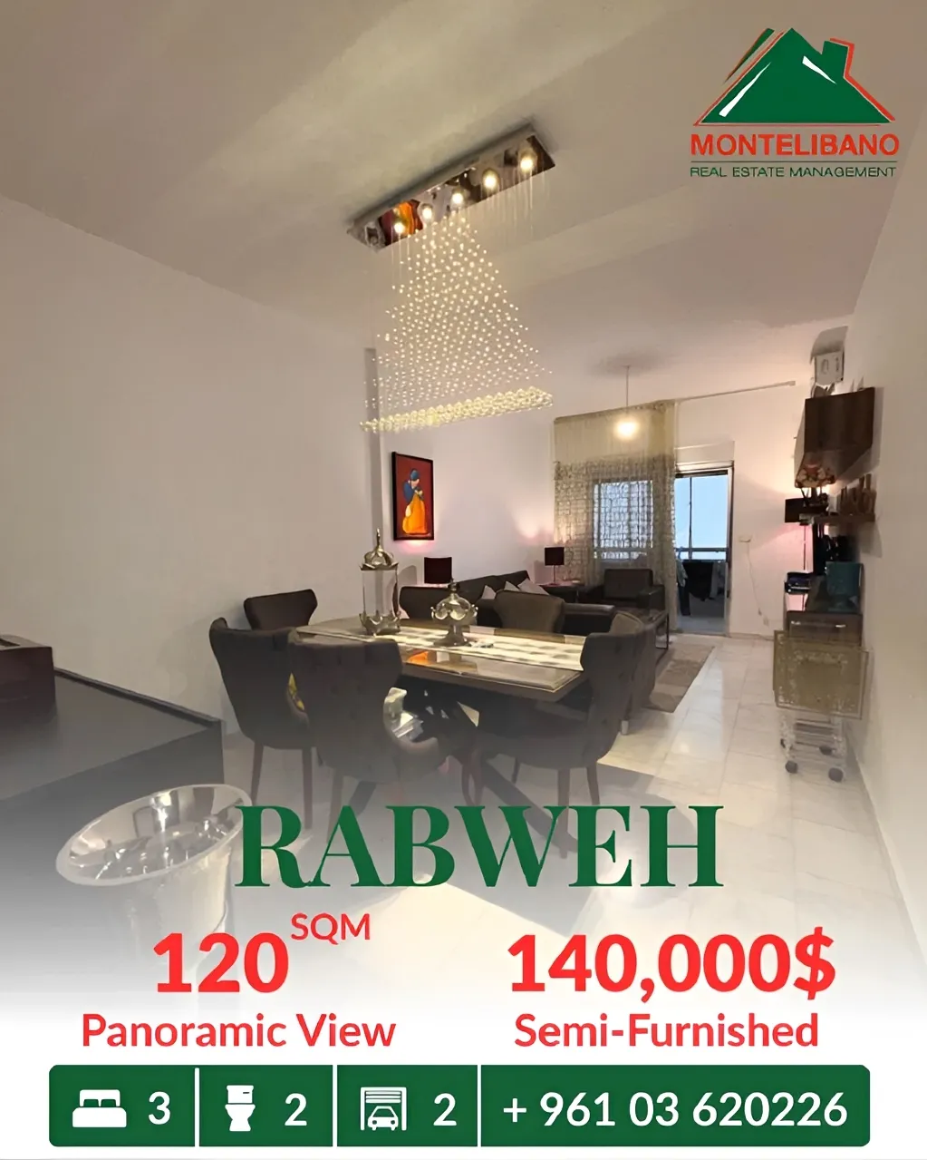 Apartment for sale in Rabweh, Bayrut, Lebanon - 3 bed, 2 bath