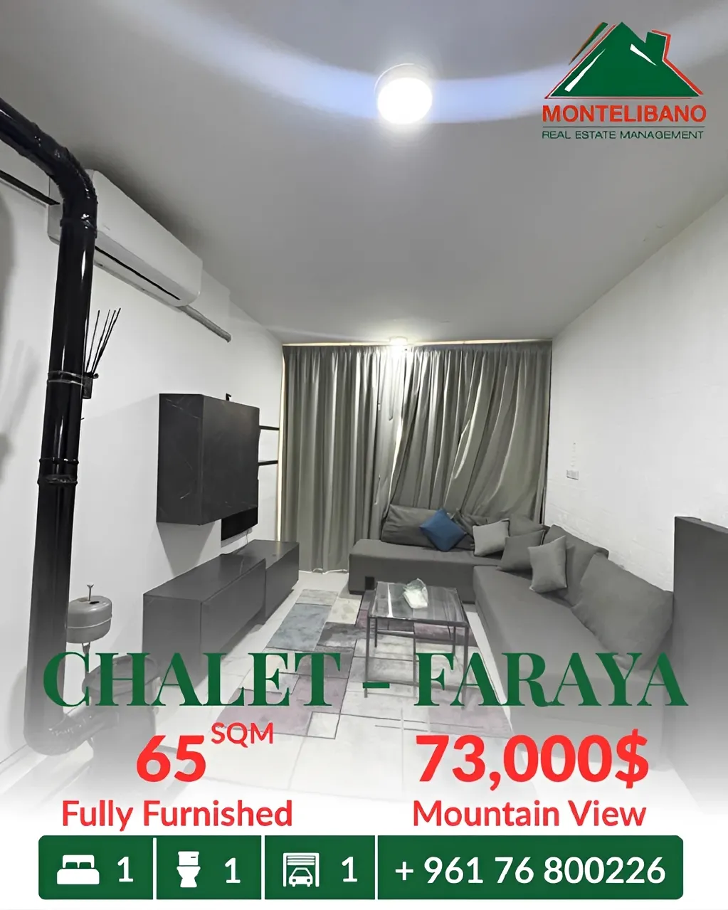 Chalet for Sale in Faraiya, Lebanon - 1 bed, 1 bath