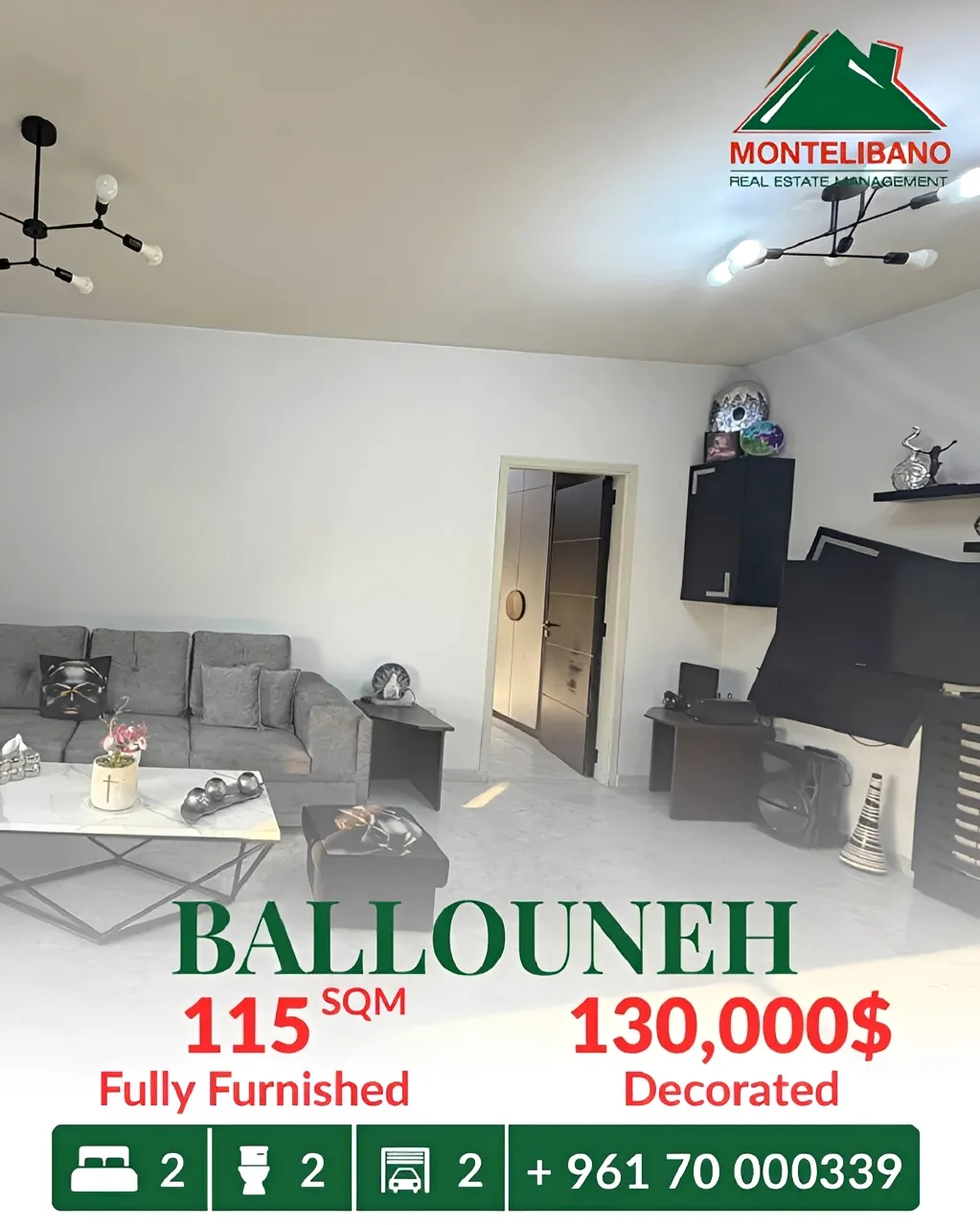 Apartment for sale in Ballouneh