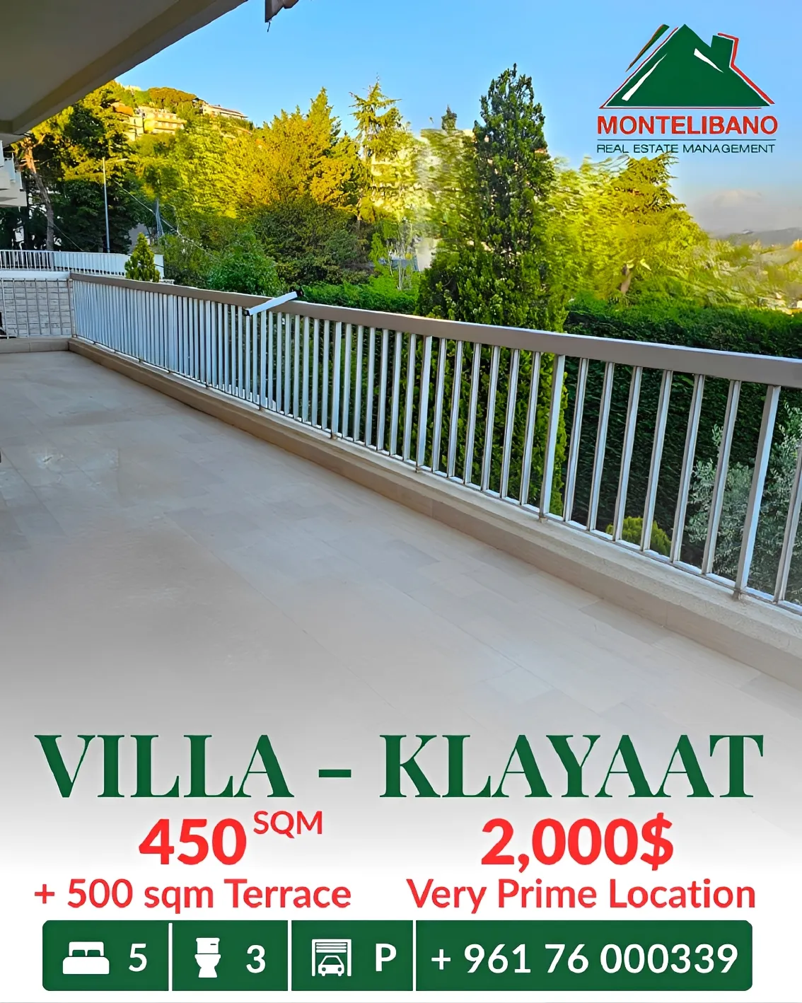 Villa for rent in Qlayaat, Lebanon - 5 bed, 3 bath