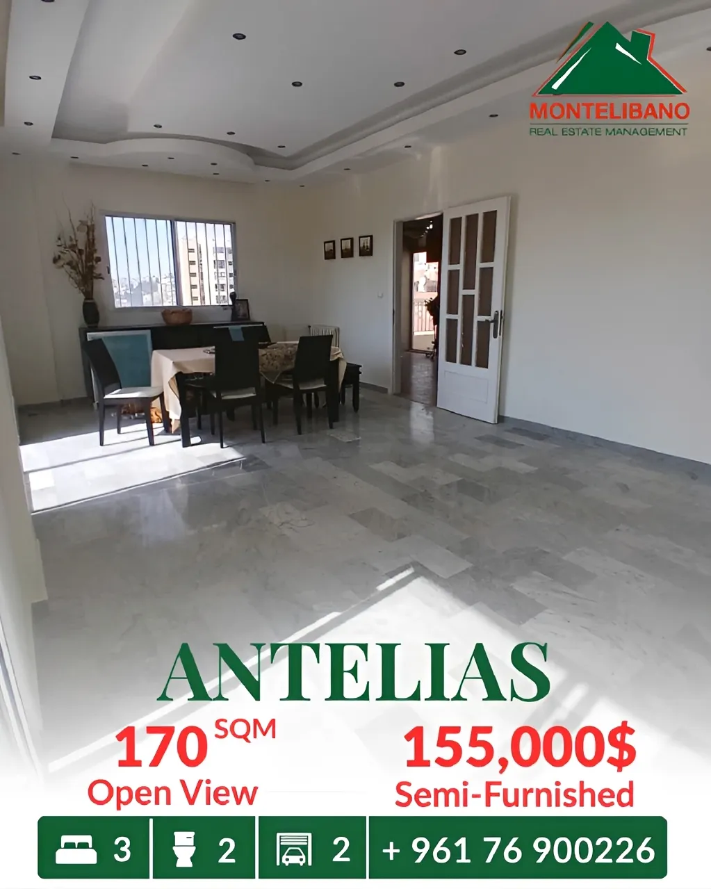 Apartment for sale in Antelias, Lebanon - 3 bed, 2 bath