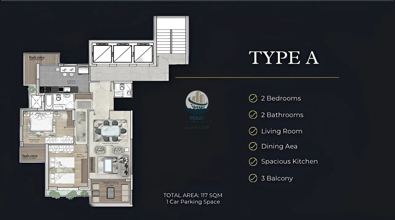 Apartment for sale in الروشة، beirut, lebanon - 2 bed, 2.0 bath