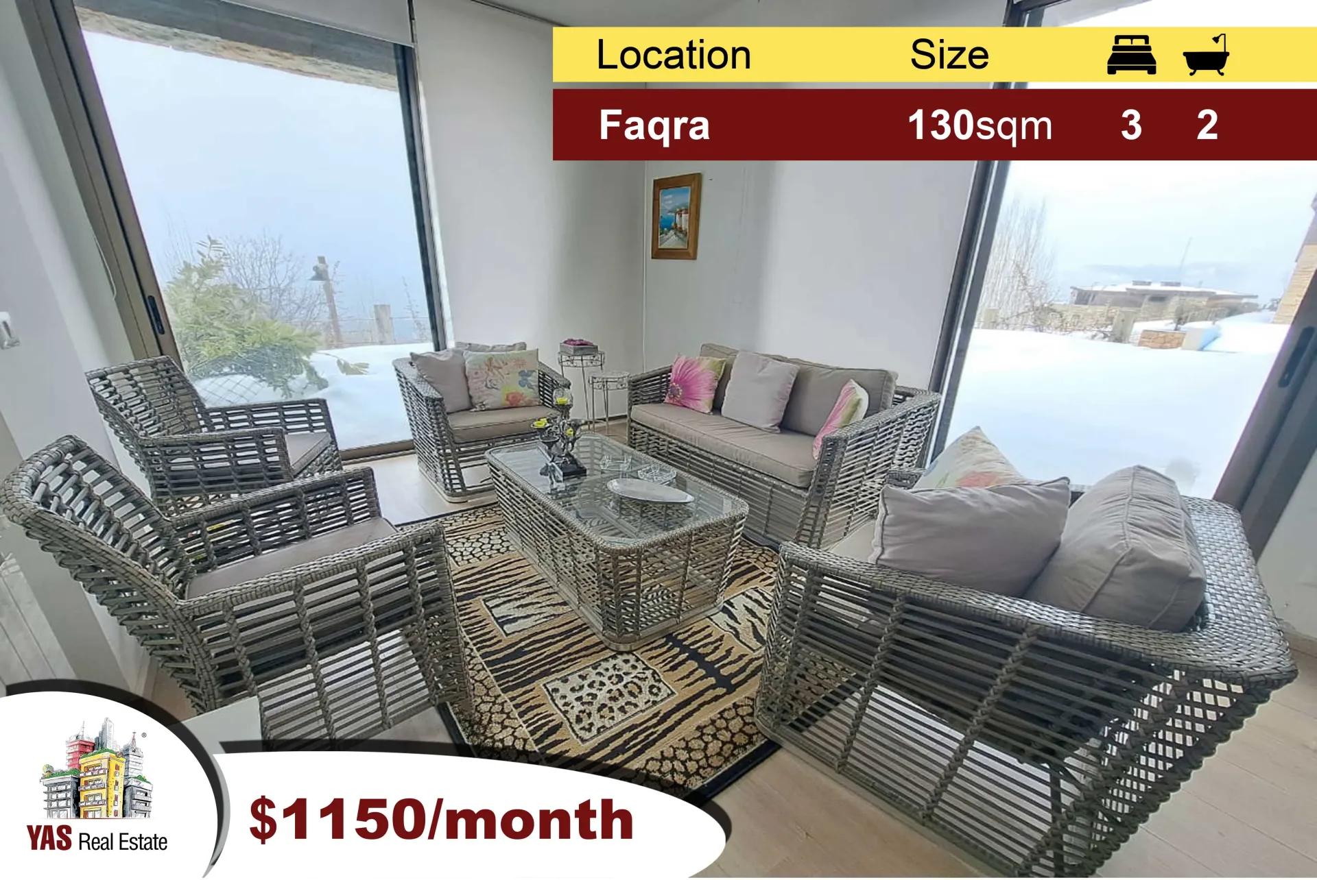 Chalet for rent in Faqra - 3 bed, 2 bath