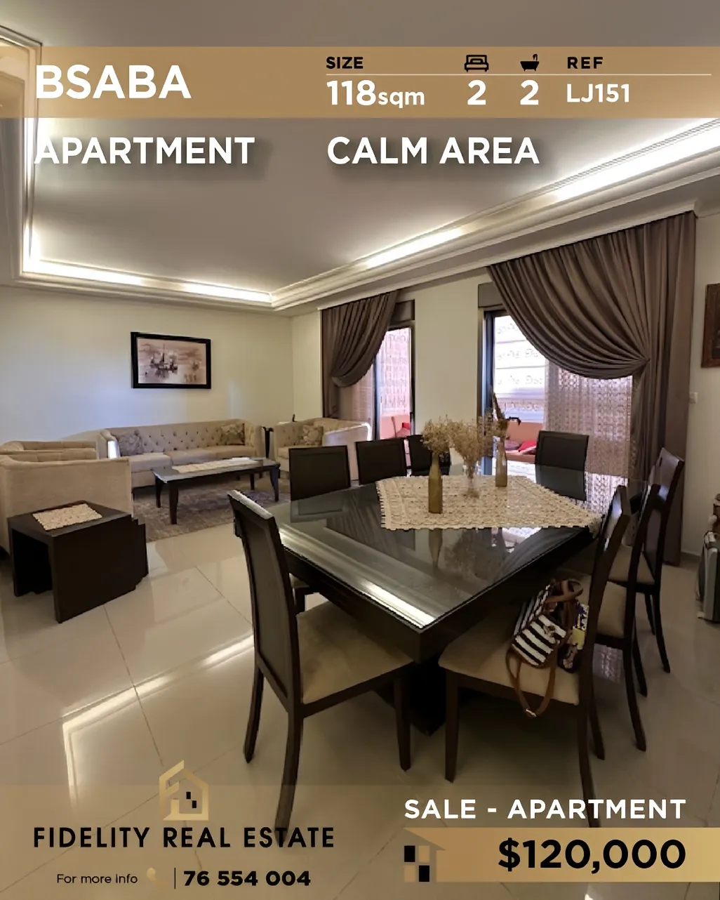 Apartment for sale in Bsaba, Lebanon - 2 bed, 2 bath