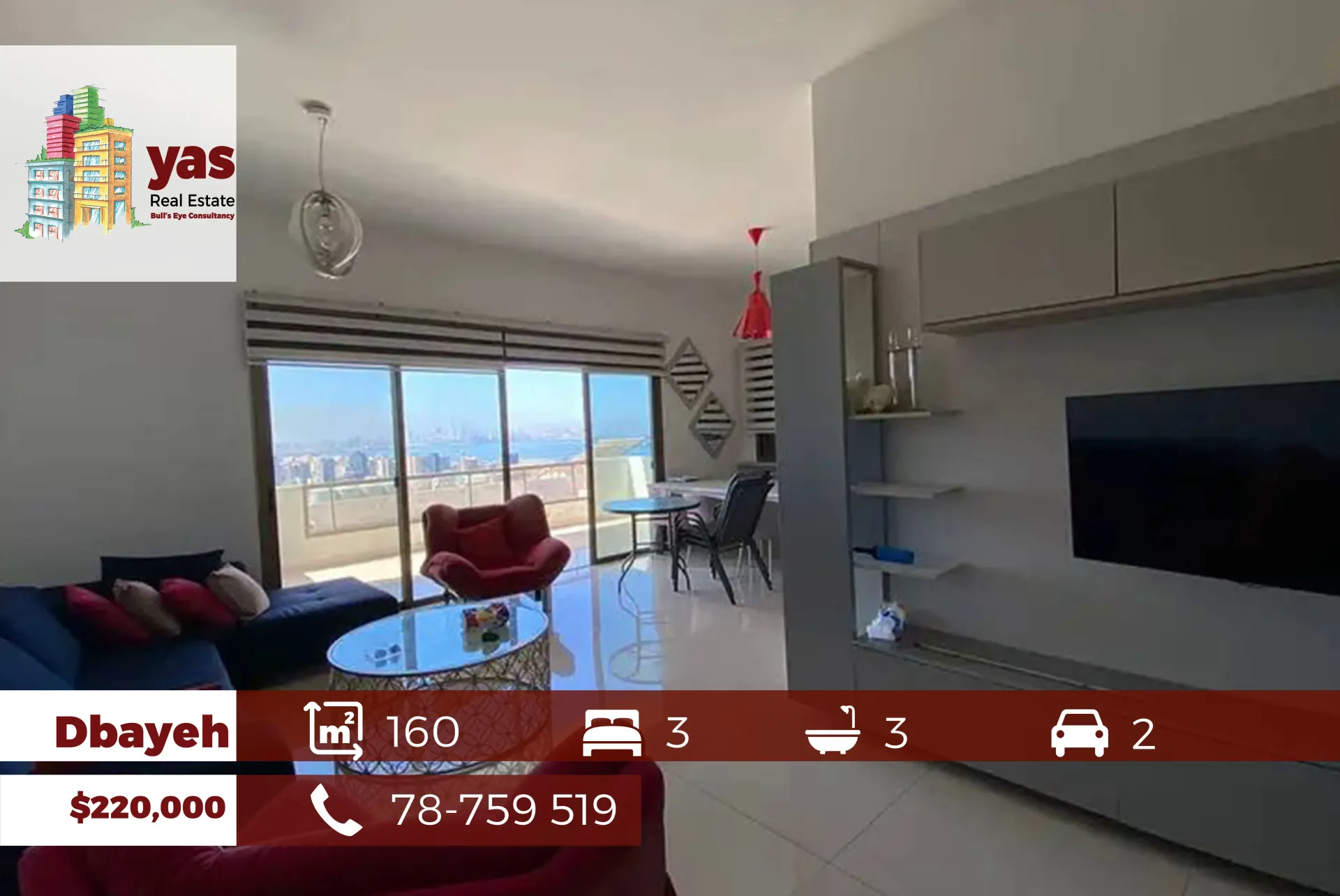 Apartment for Sale in Dbayeh - 3 bed, 3 bath