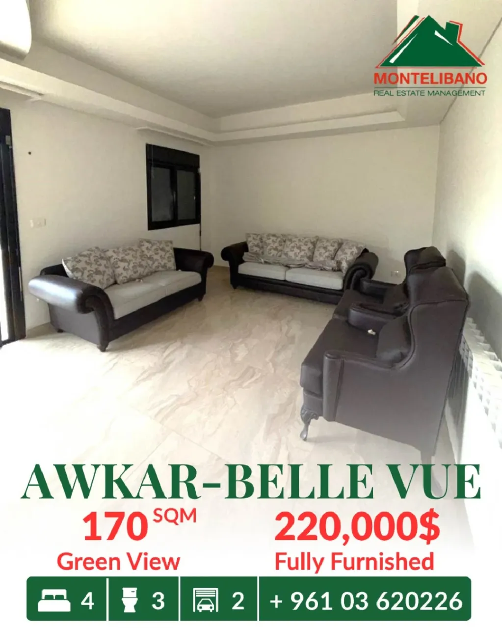 Apartment for sale in Beit Aaoukar, Lebanon - 4 bed, 3 bath