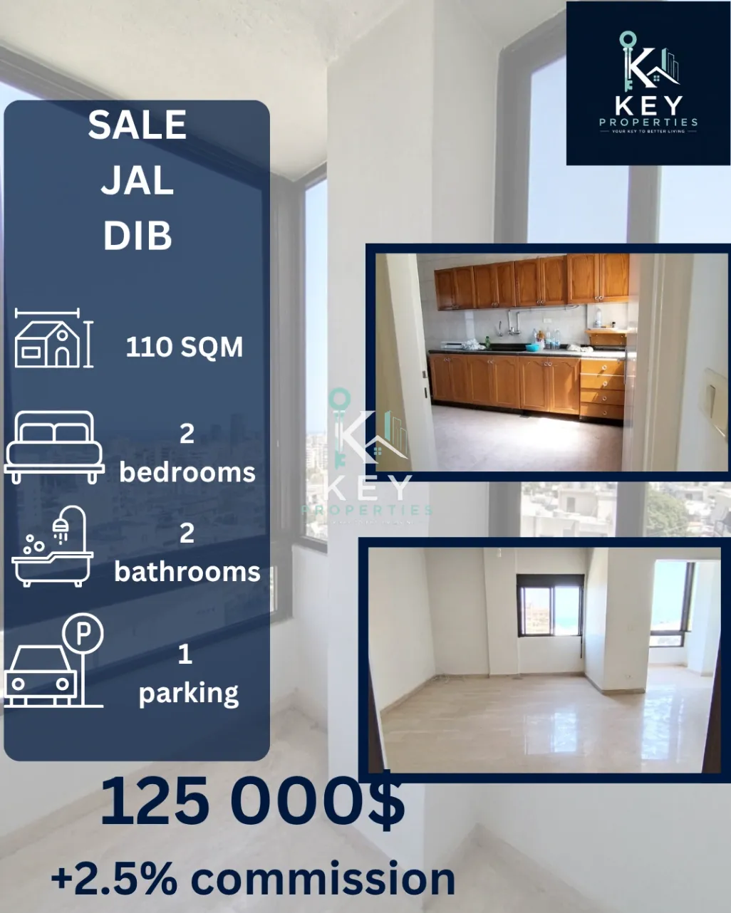 Apartment for sale in Jal El Dib, Lebanon - 2 bed, 2 bath