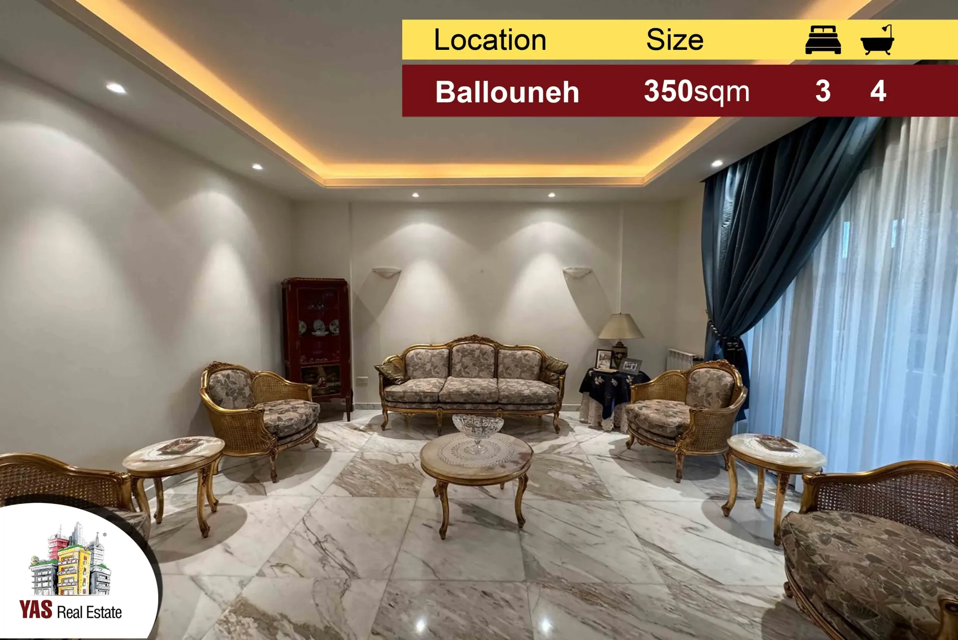 Apartment for Sale in Ballouneh - 3 bed, 4 bath