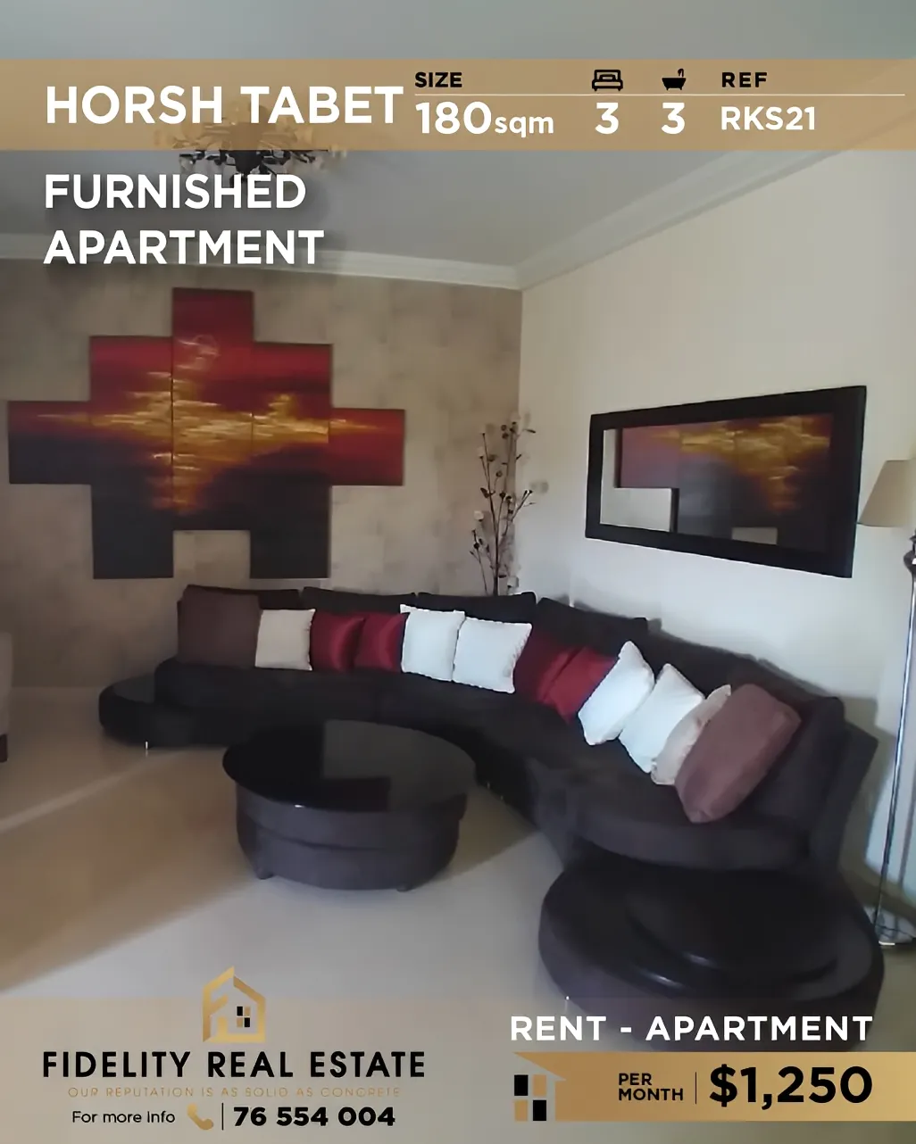 Apartment for rent in Horch Tabet, Lebanon - 3 bed, 3 bath