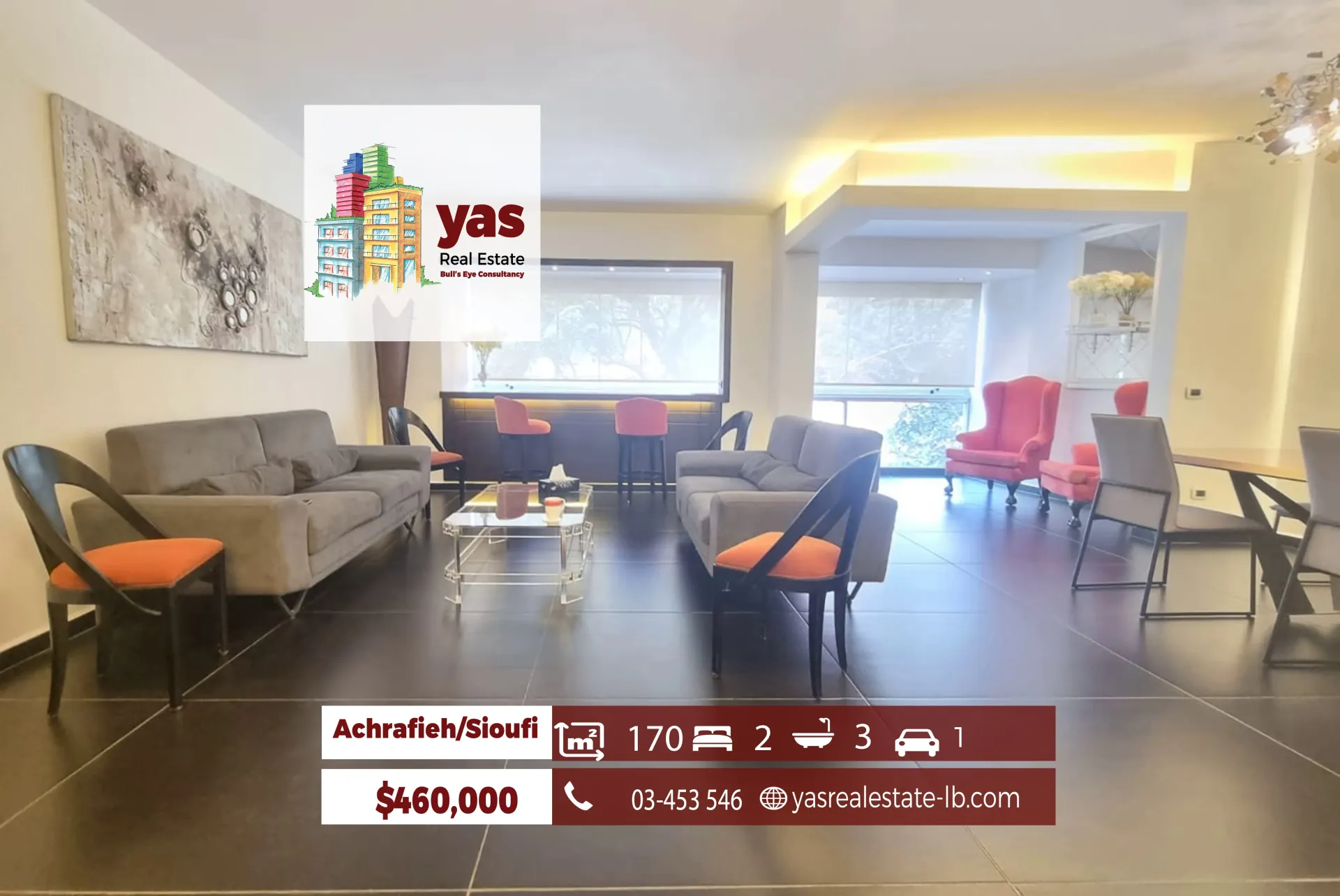 Apartment for Sale in Achrafieh - 2 bed, 3 bath