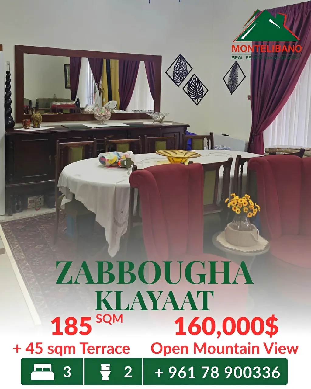 Apartment for sale in Zabbougha, Lebanon - 3 bed, 2 bath
