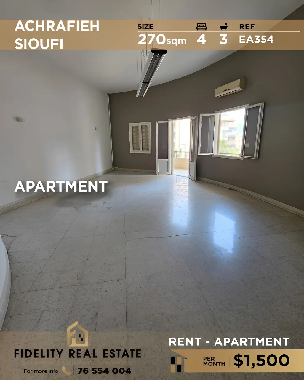 Apartment for rent in Achrafieh, Beirut, Lebanon - 4 bed, 3 bath