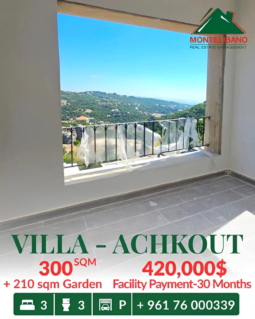 Villa for sale in Ashqout, Lebanon - 3 bed, 3 bath