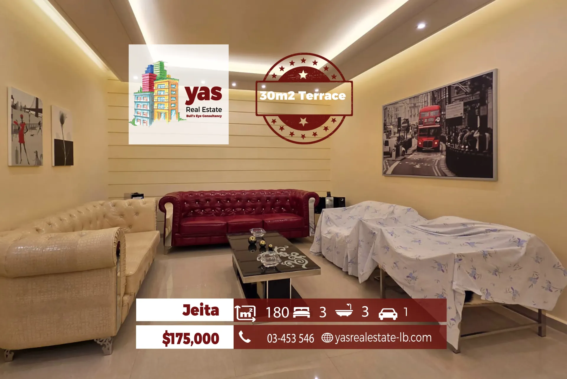 Apartment for Sale in Jeita - 3 bed, 3 bath