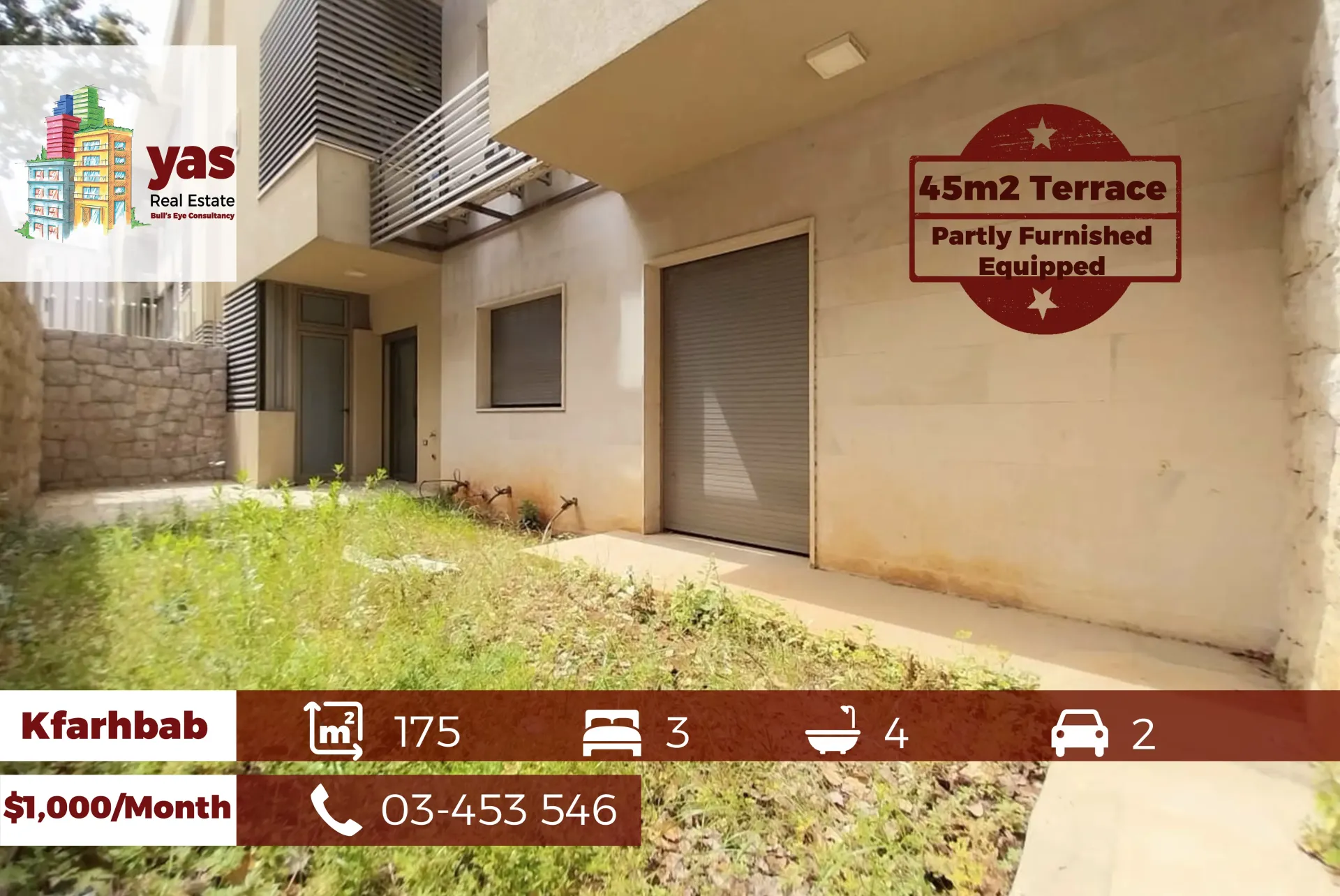 Apartment for Rent in Kfar Hbab - 3 bed, 4 bath