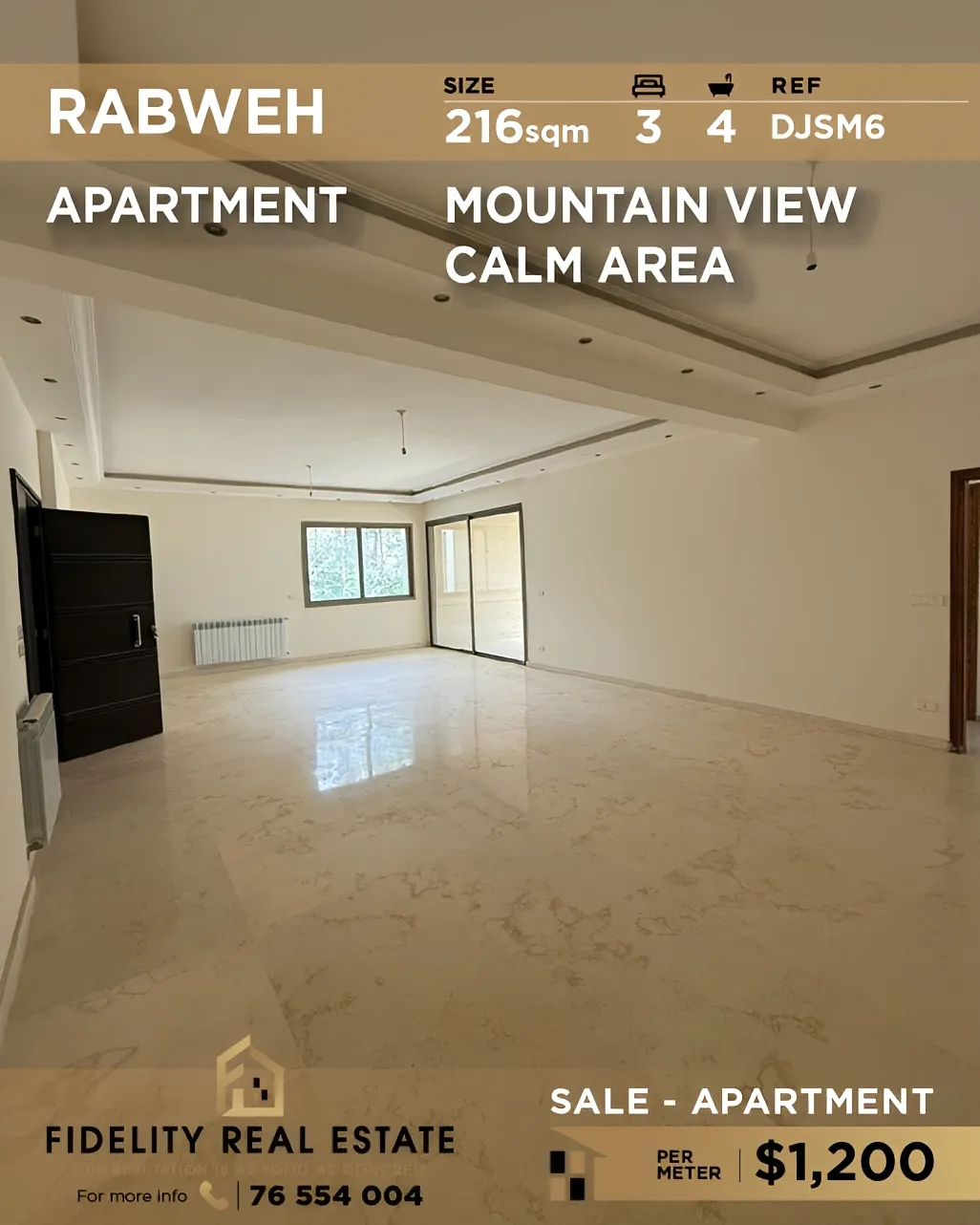 Apartment for sale in Rabweh, Bayrut, Lebanon - 3 bed, 4 bath