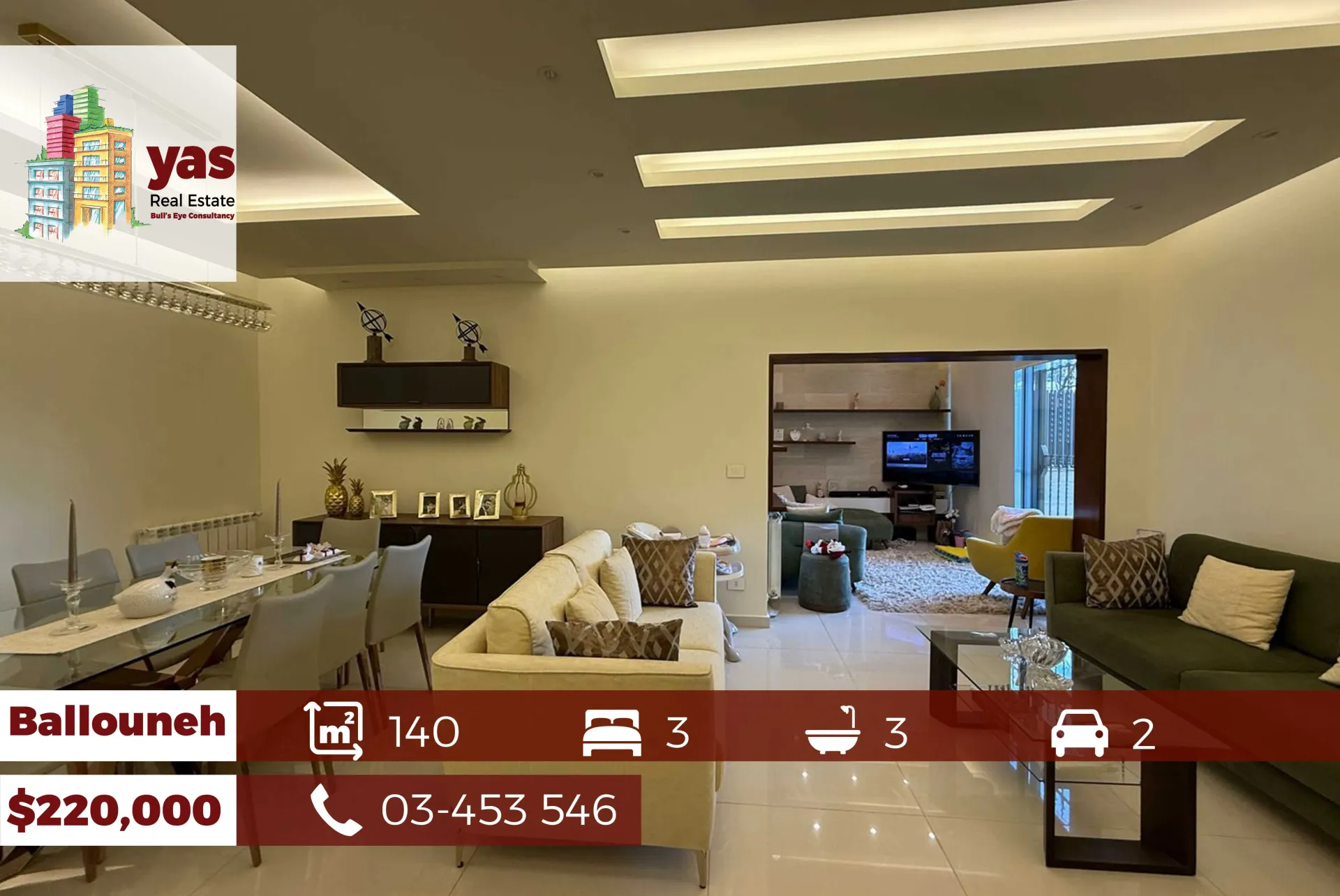Apartment for Sale in Ballouneh - 3 bed, 3 bath