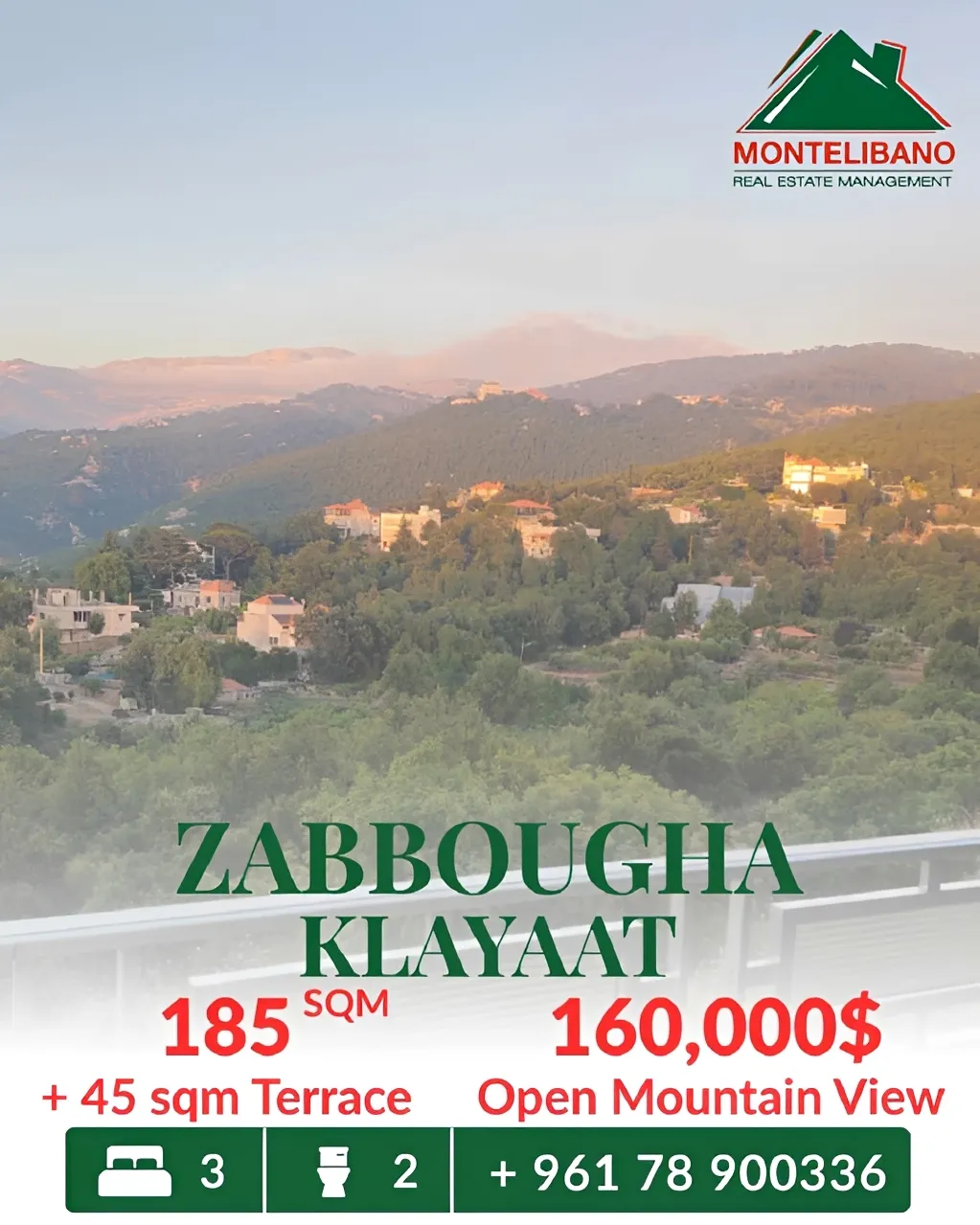 Apartment for sale in Zabbougha, Lebanon - 3 bed, 2 bath