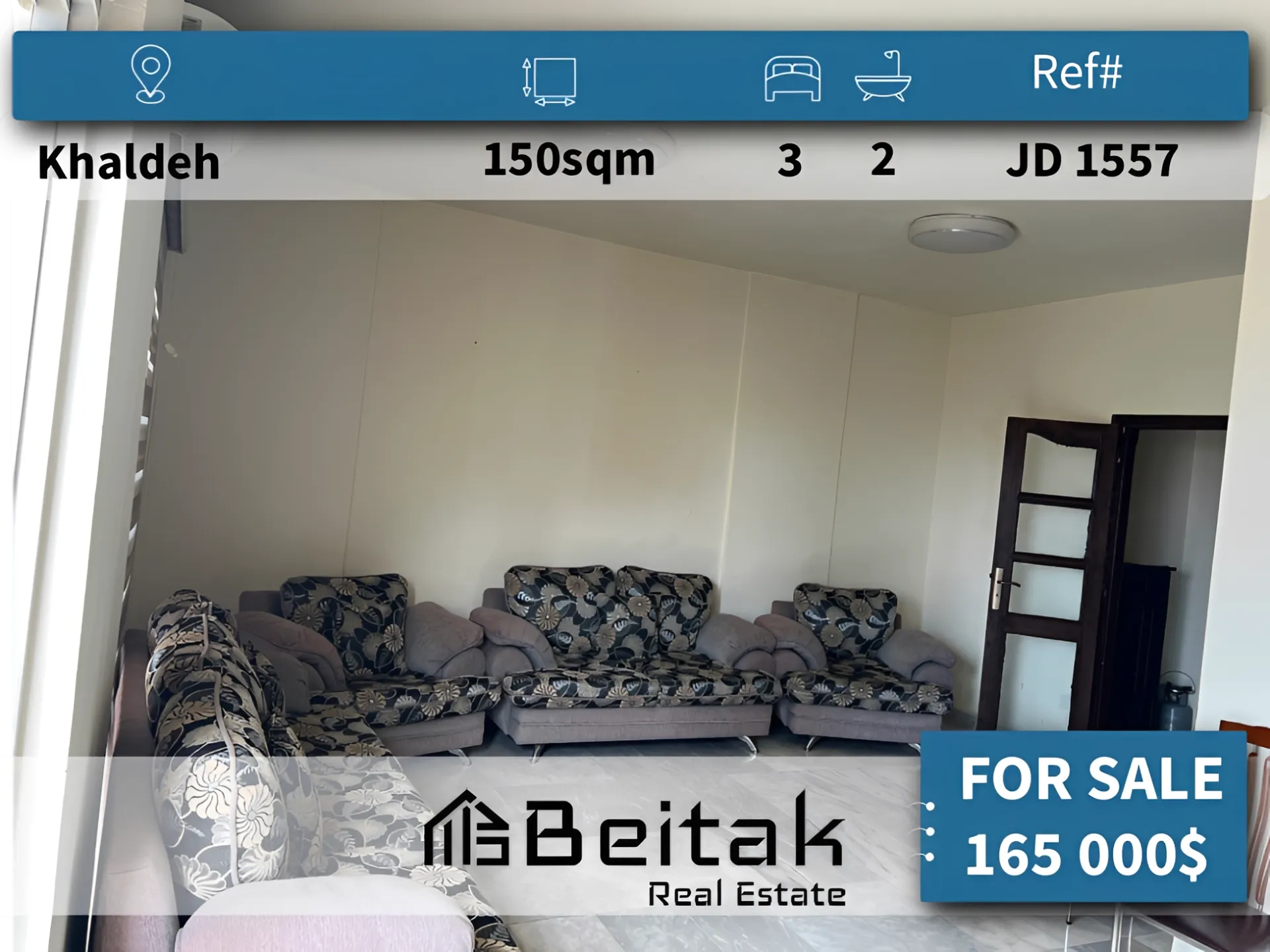 Apartment for sale in Khalde, Lebanon - 3 bed, 2 bath