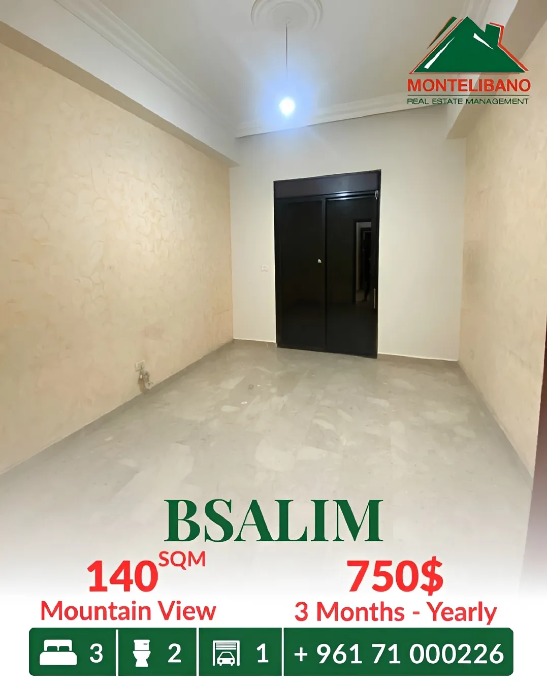 Apartment for rent in Bsalim