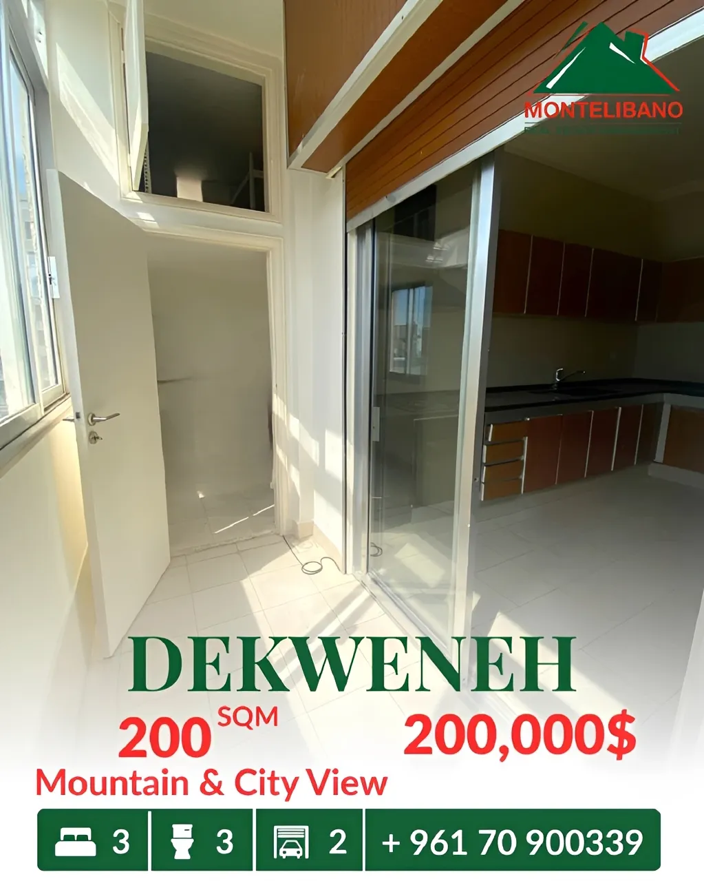 Apartment for sale in Dekwaneh, Lebanon - 3 bed, 3 bath