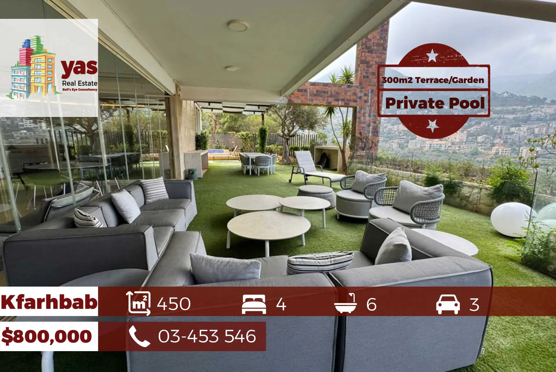 Apartment for Sale in Kfar Hbab - 4 bed, 6 bath