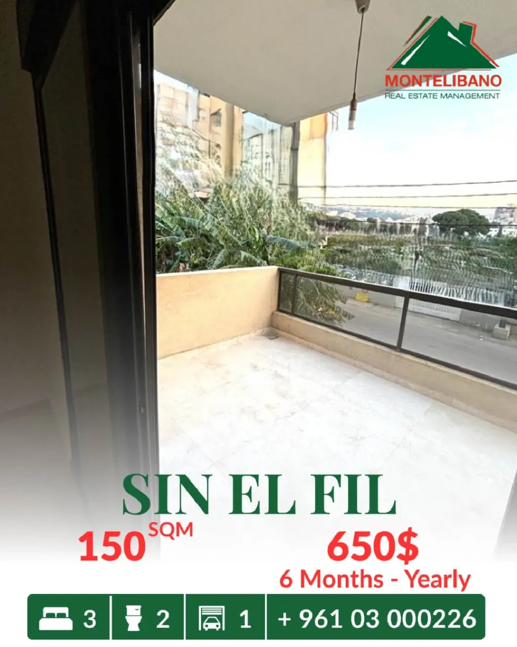 Apartment for rent in Sin El Fil, Lebanon