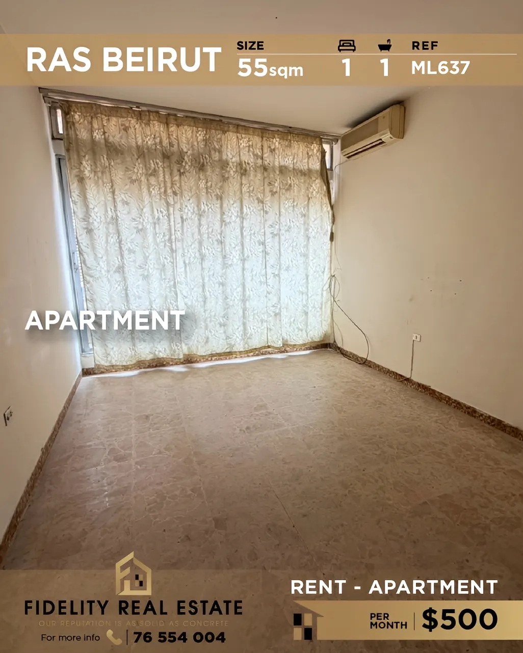 Apartment for rent in Ras Beirut, Beirut, Lebanon - 1 bed, 1 bath