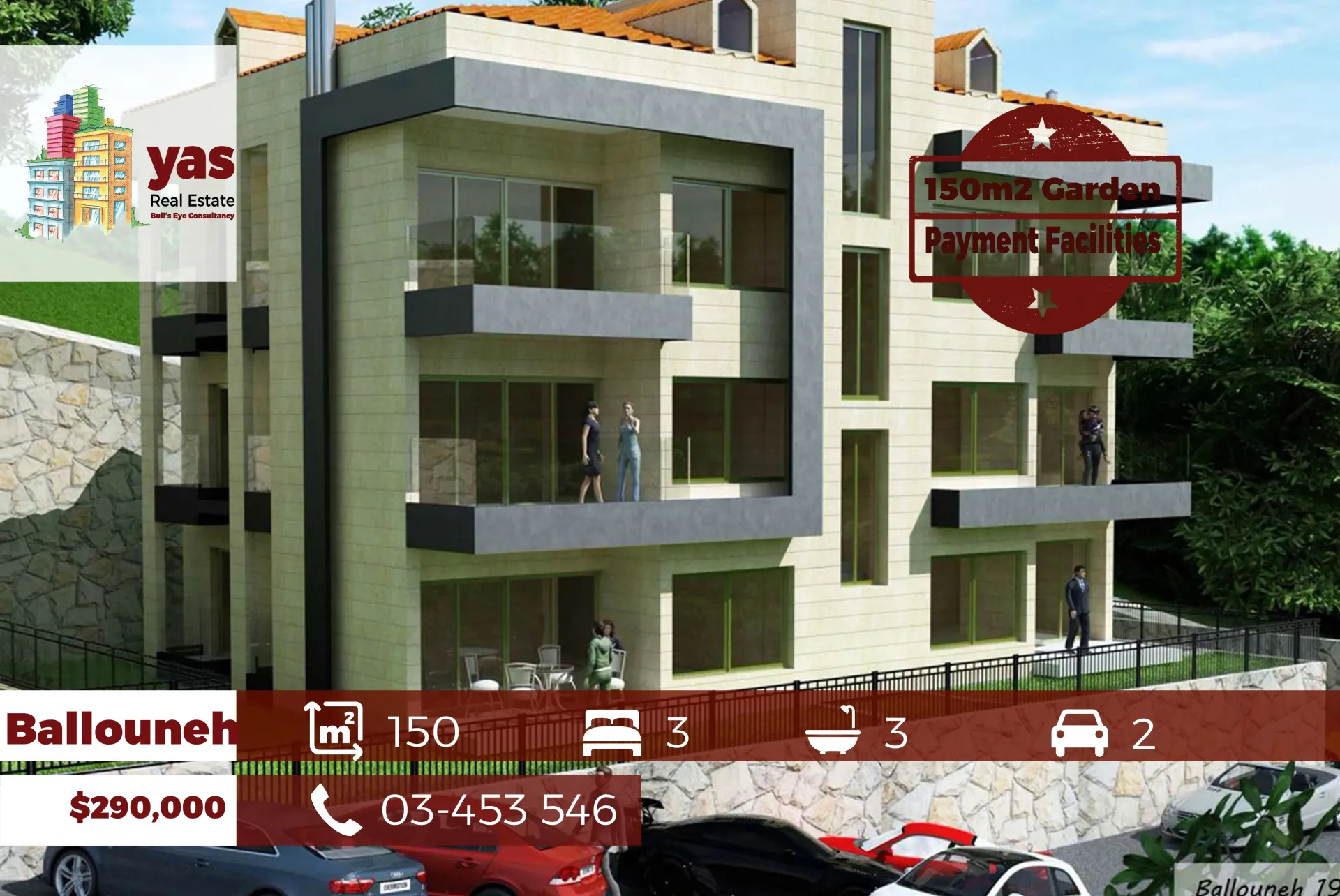Apartment for Sale in Ballouneh - 3 bed, 3 bath
