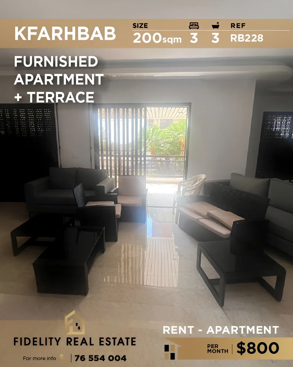 Apartment for rent in Kfar Hbab, Lebanon - 3 bed, 3 bath