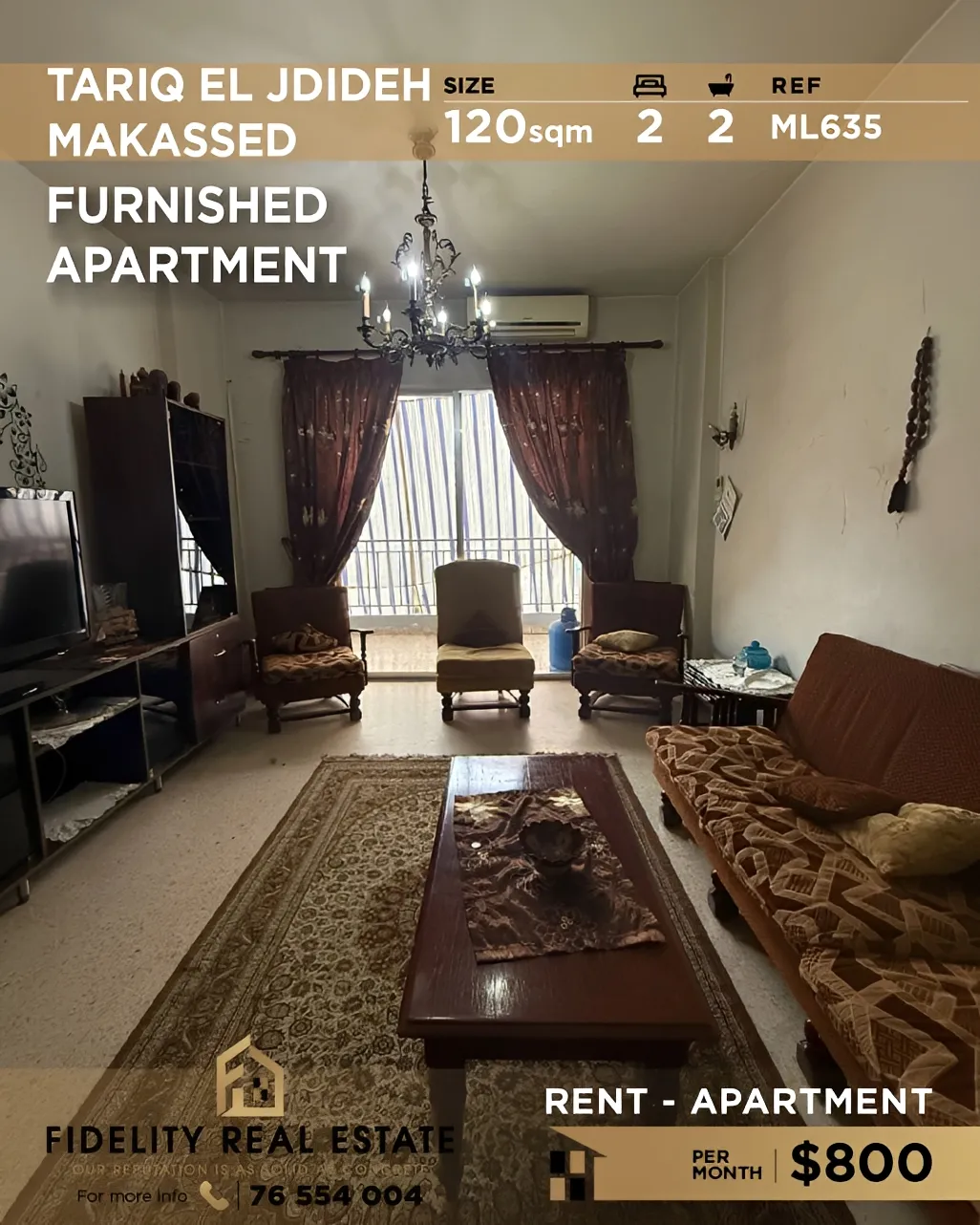 Apartment for rent in Tariq El Jdideh, Beirut, Lebanon - 2 bed, 2 bath
