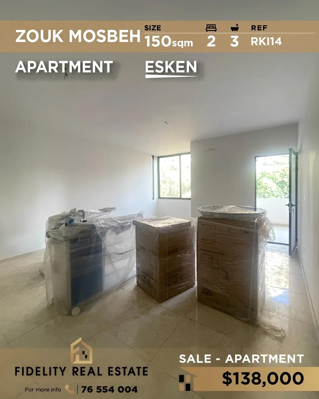 Apartment for sale in Zouk Mosbeh, Lebanon - 2 bed, 3 bath