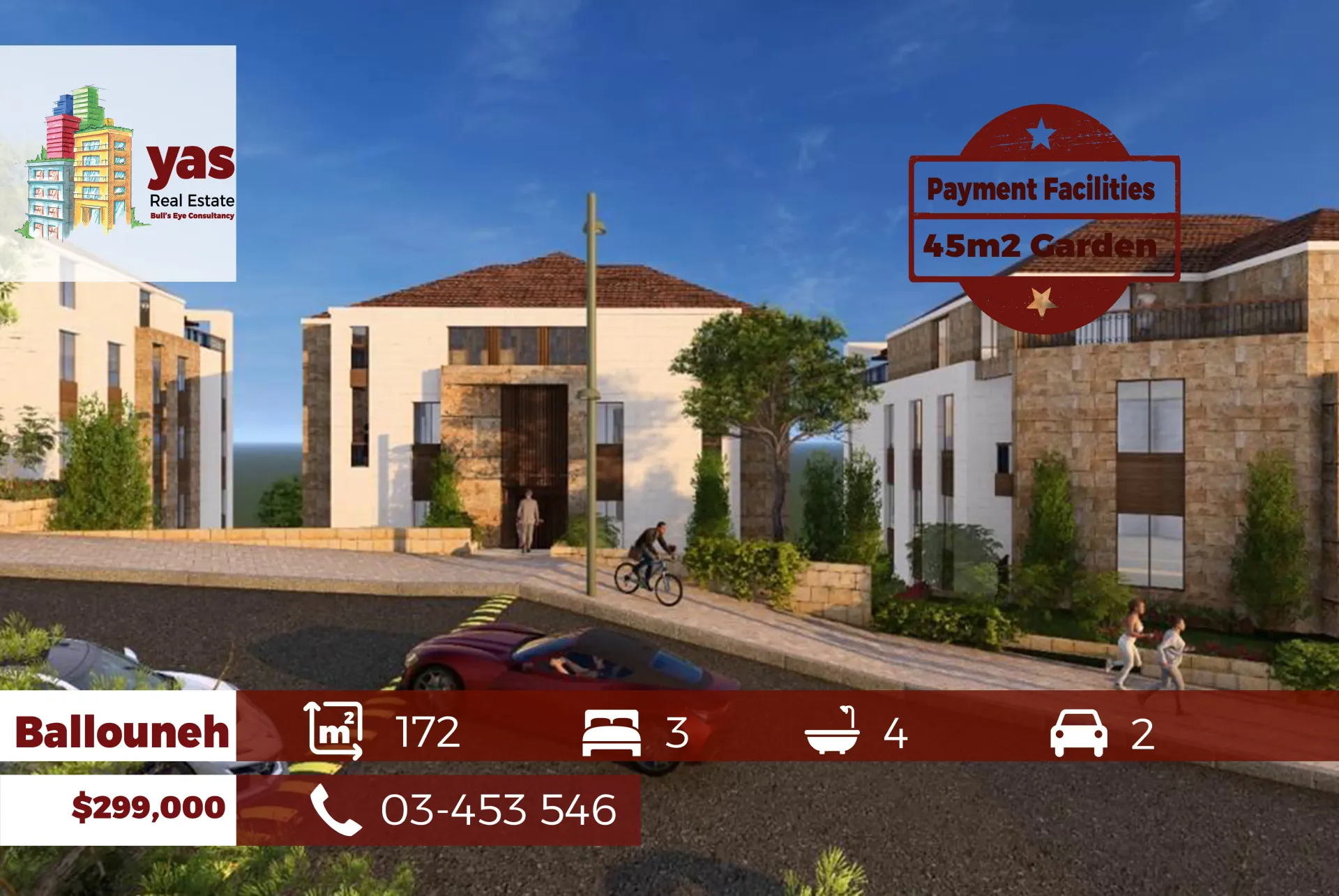 Apartment for Sale in Ballouneh - 3 bed, 4 bath