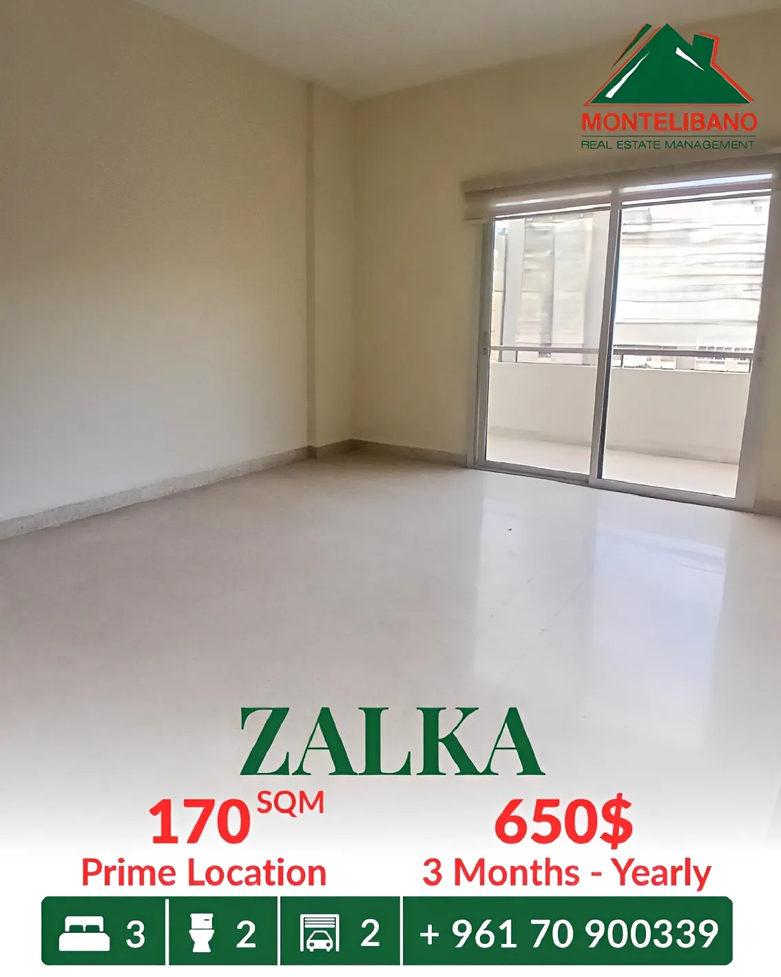 Apartment for rent in Zalqa, Lebanon
