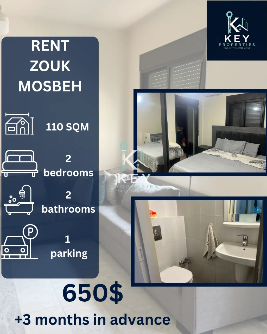 Apartment for rent in Zouk Mosbeh, Lebanon