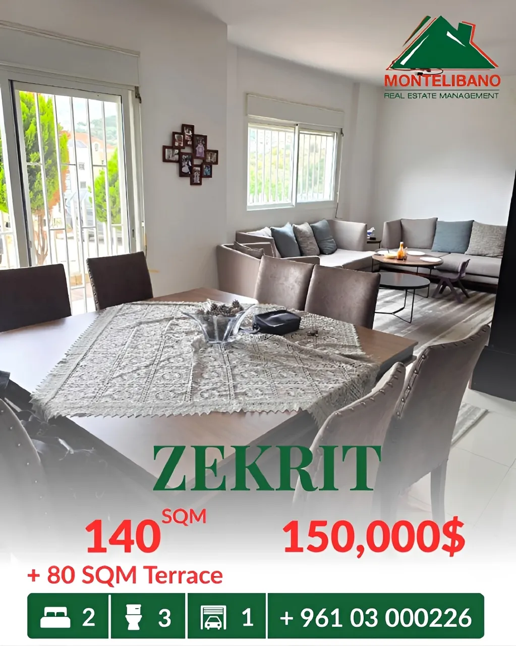 Apartment for sale in Zikrit, Lebanon - 2 bed, 3 bath