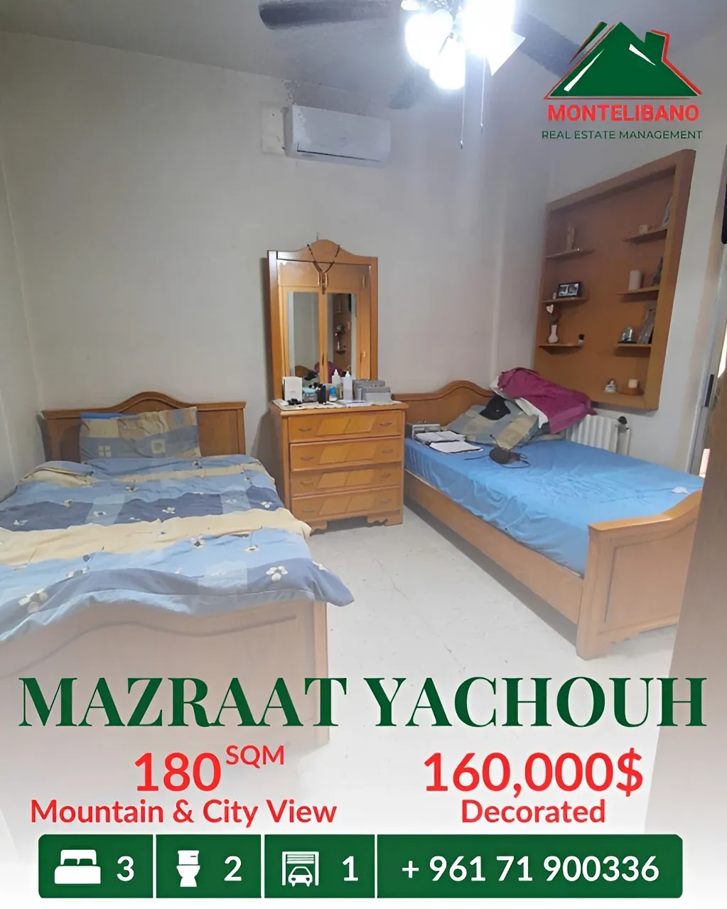 Apartment for sale in Mazraat Yachoua, Lebanon