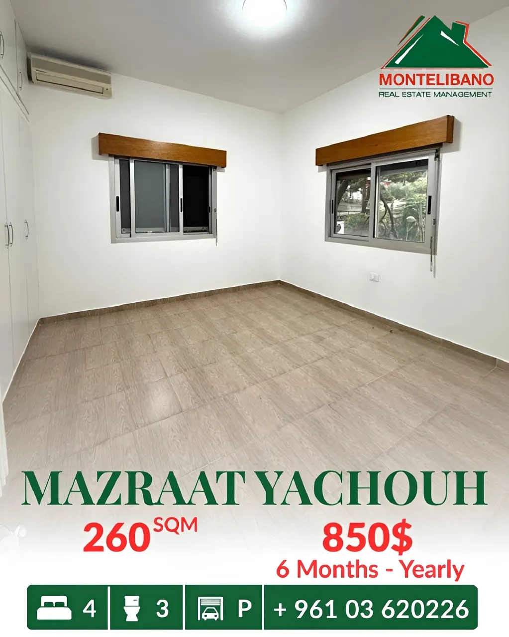Apartment for rent in Mazraat Yachoua