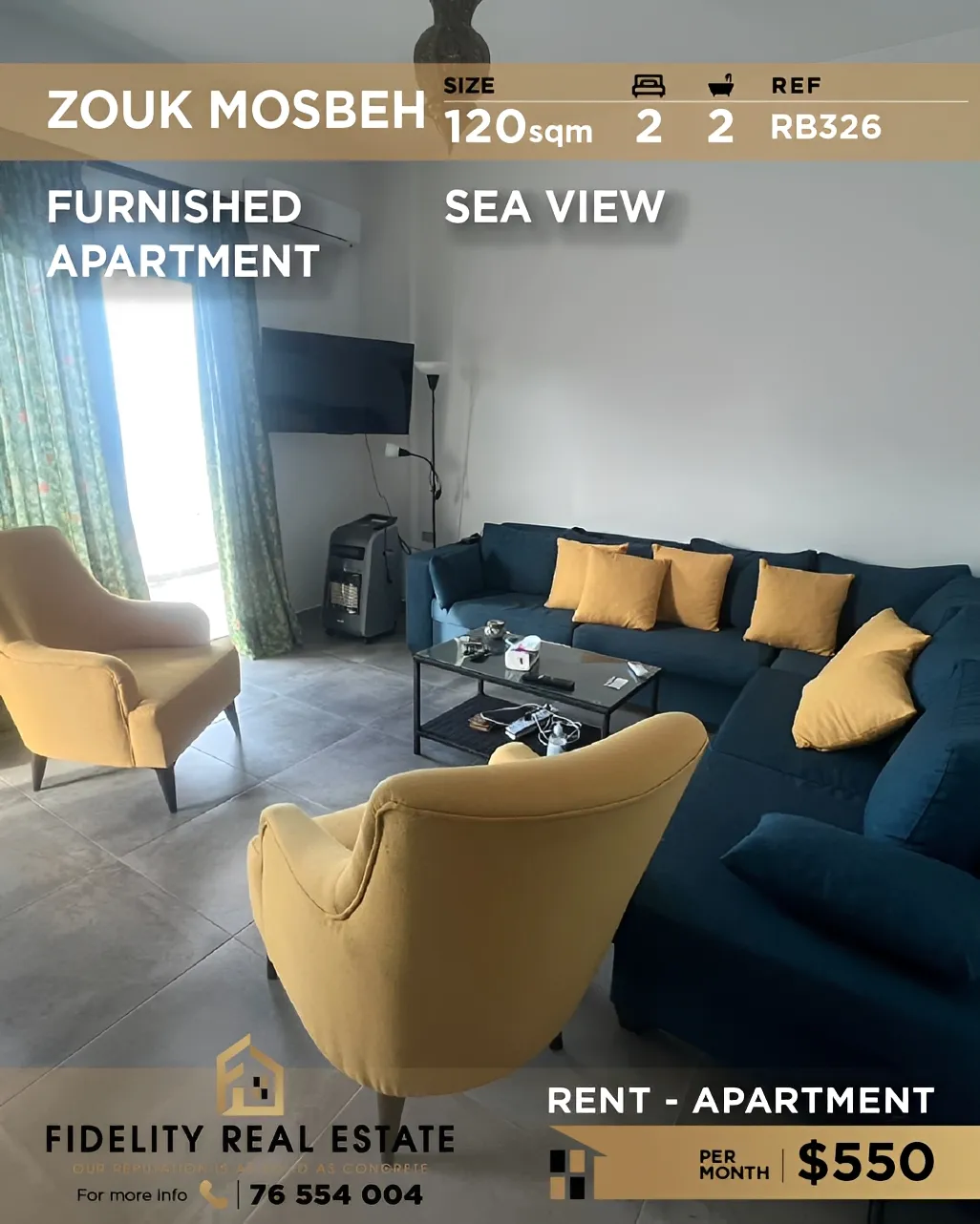 Apartment for rent in Zouk Mosbeh, Lebanon - 2 bed, 2 bath