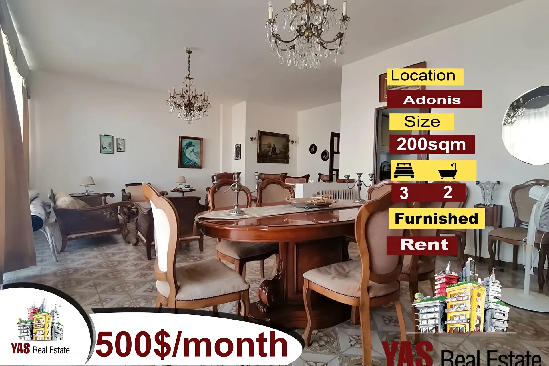 Apartment for Rent in Adonis - 3 bed, 2 bath