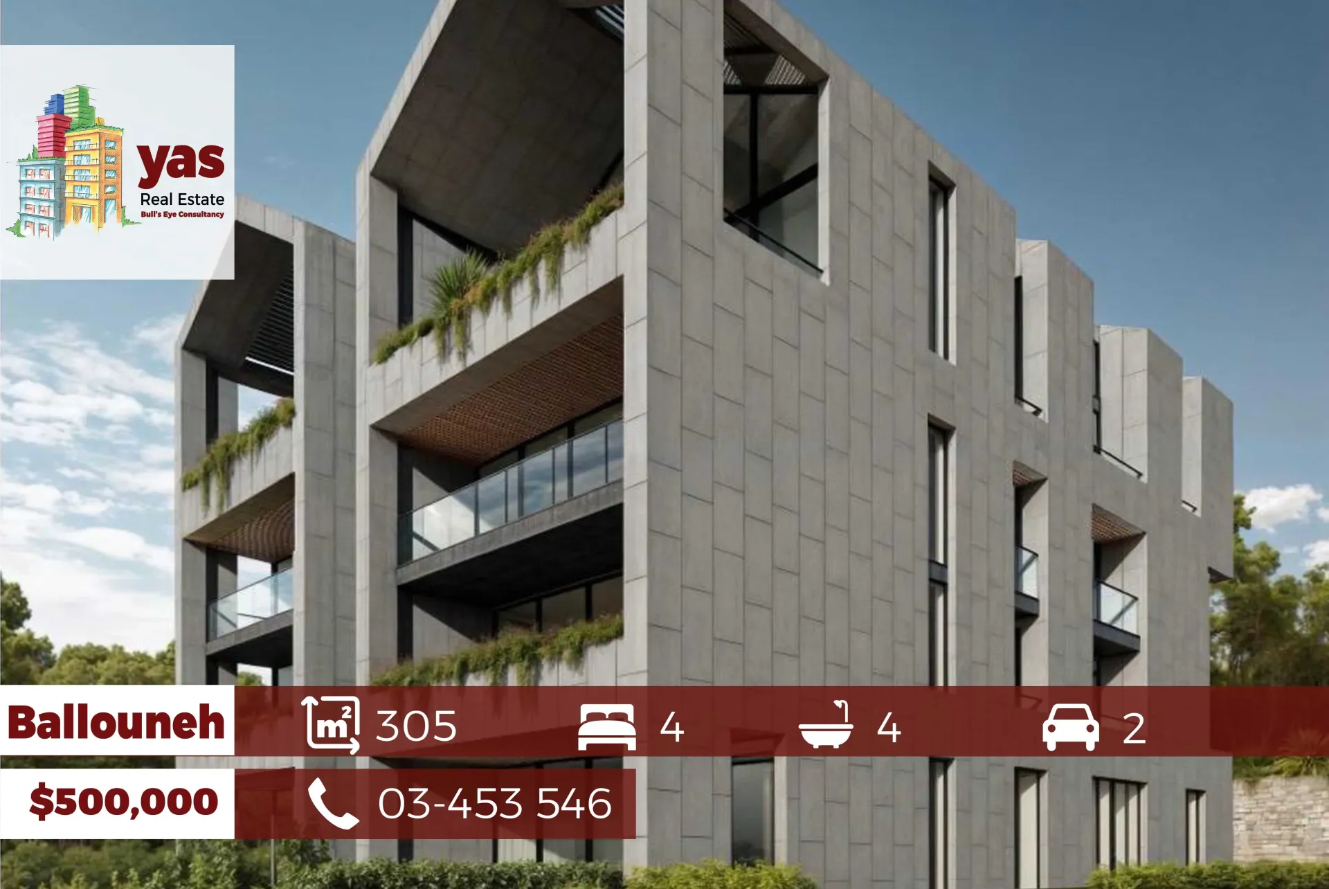 Apartment for Sale in Ballouneh - 4 bed, 4 bath