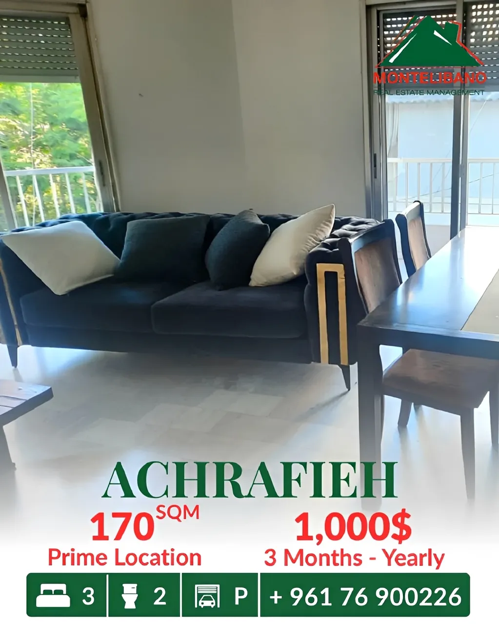 Apartment for rent in Achrafieh