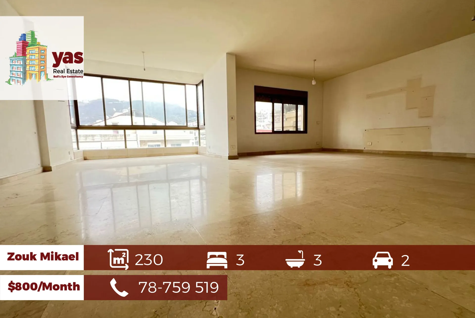 Apartment for Rent in Zouk Mikael - 3 bed, 3 bath