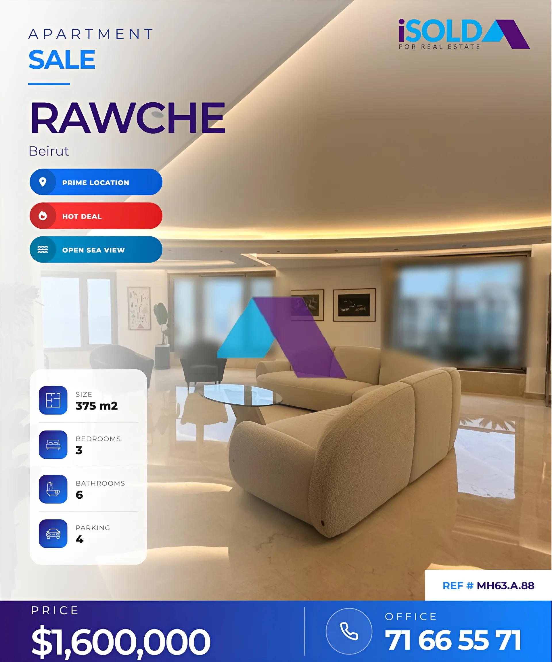Apartment for Sale in Raoucheh