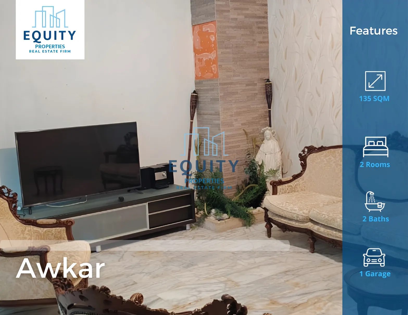 Apartment for sale in Aaoukar, Lebanon - 2 bed, 2 bath
