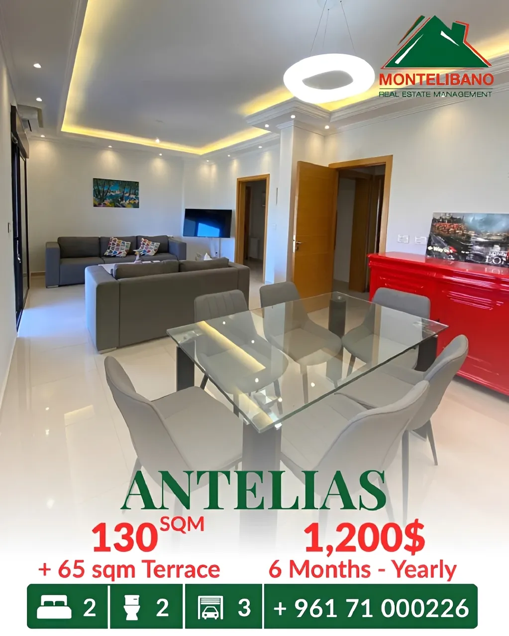 Apartment for rent in Antelias