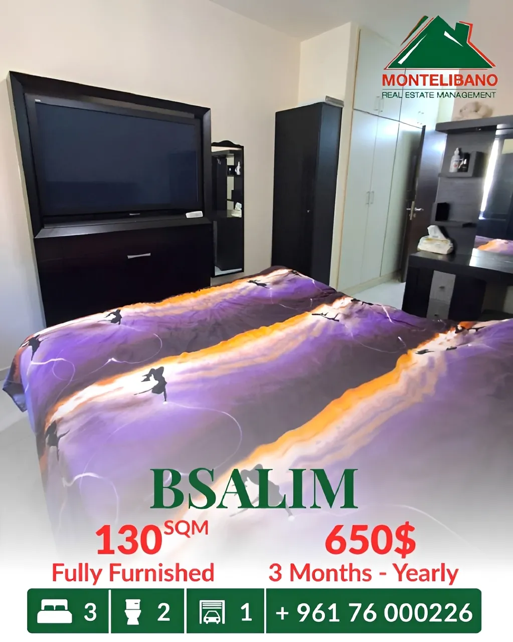 Apartment for rent in Bsalim