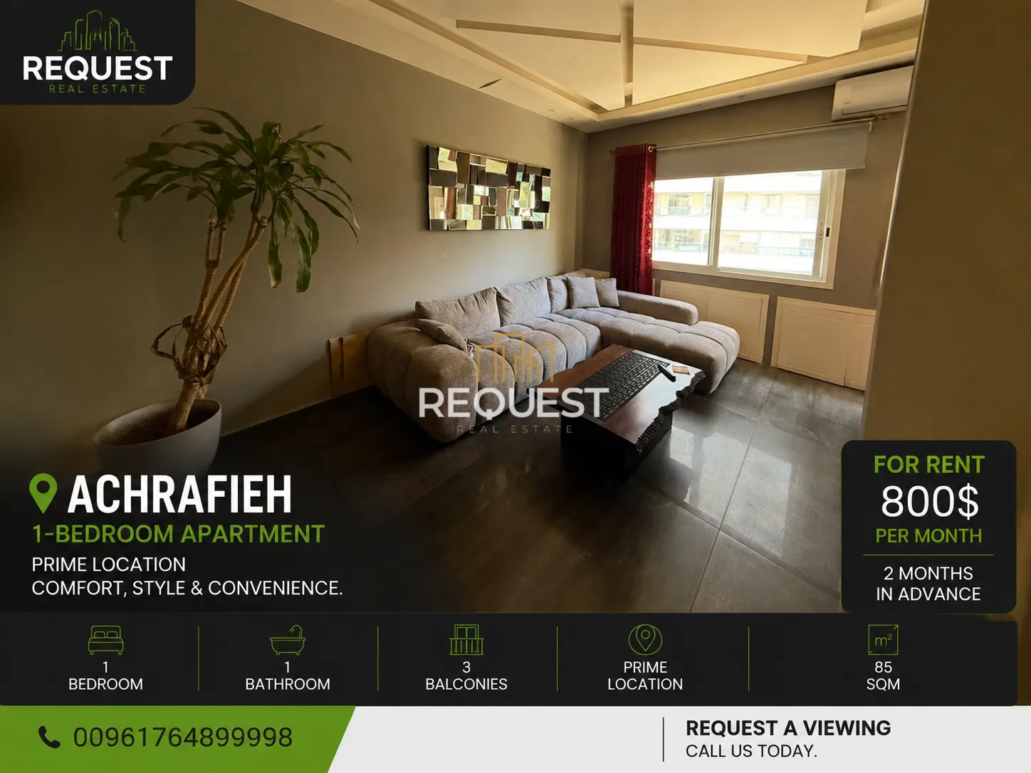 Studio for rent in Achrafieh, beirut, lebanon