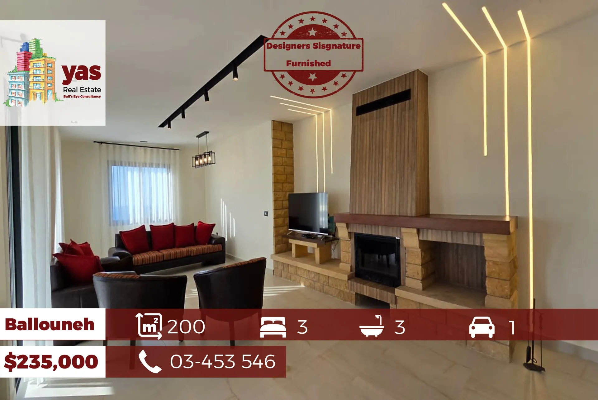 Apartment for Sale in Ballouneh - 3 bed, 3 bath